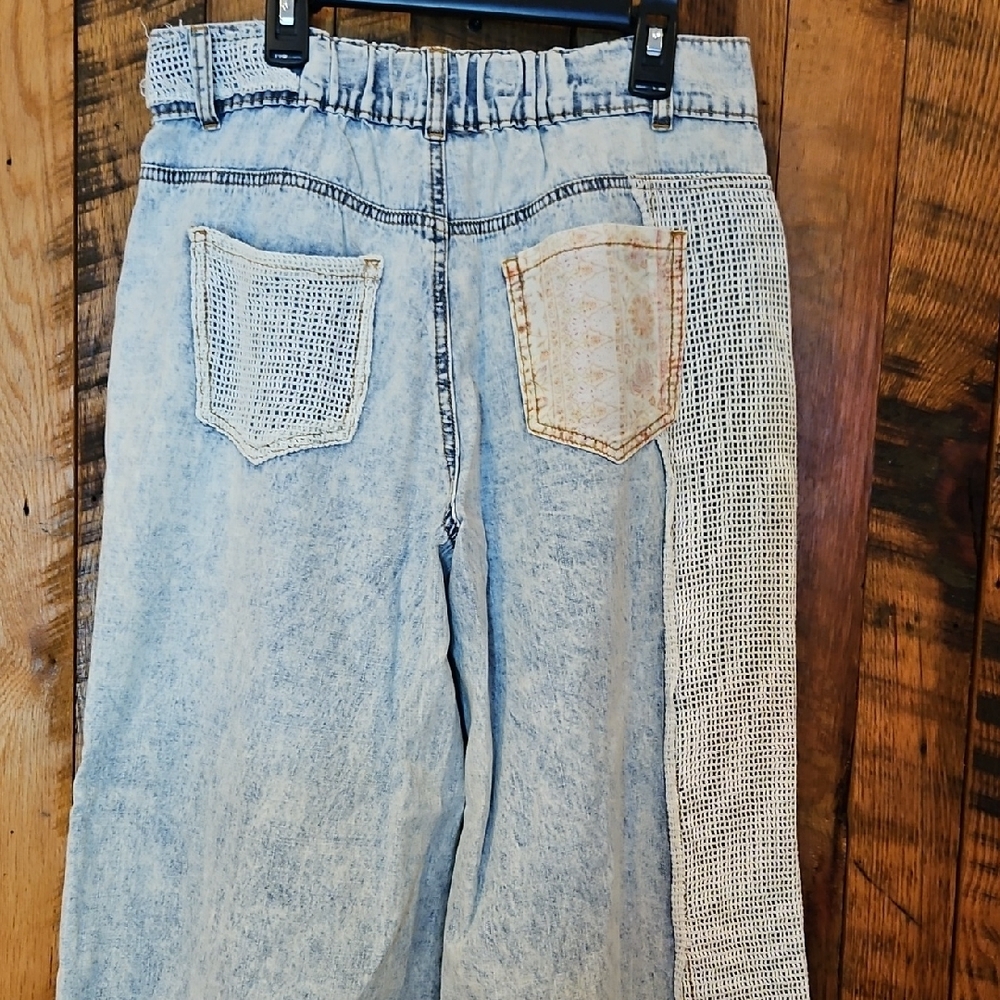 236 POL Distressed Light Blue Wide Leg Jeans - Picture 10 of 14